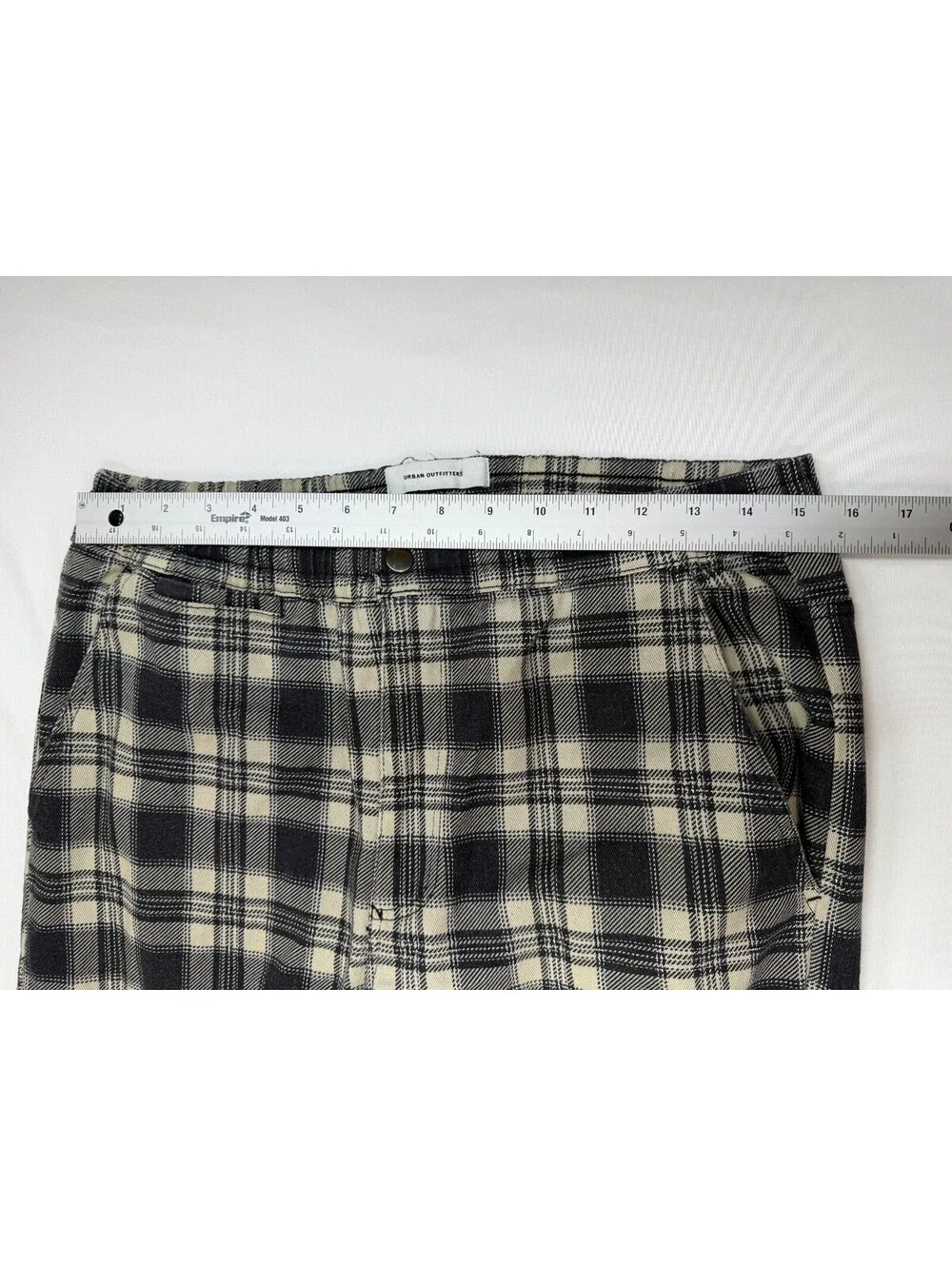 Urban Outfitters Men's Pajama Pants Straight Plaid Flat Front Size L Black White